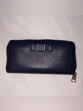 Coach Darcy Bow Long Zip Wallet in Navy